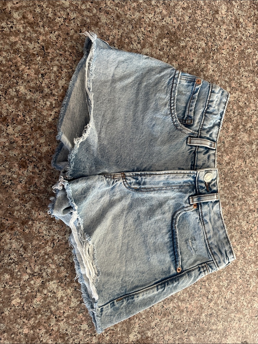 Garage Light Wash Distressed Denim Shorts